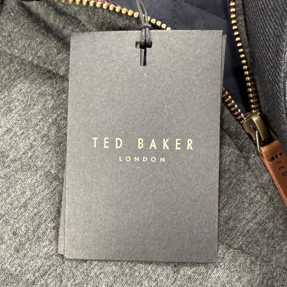 Ted Baker Quilted Jersey Jacket Men's 4 NWT Charcoal Full Zip/Button Up Bomber - Picture 7 of 14